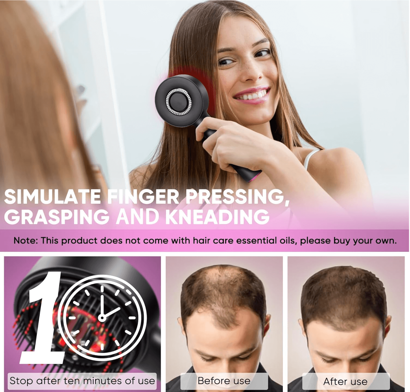 LuxeLaser® 4-in-1 Red Light Laser Scalp Massager and Oil Dispenser Brush